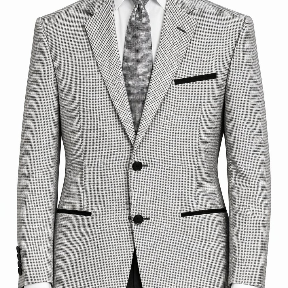 Size -2XL Falcone Men’s Blazer Size 48R Black White Houndstooth  Sport Coat